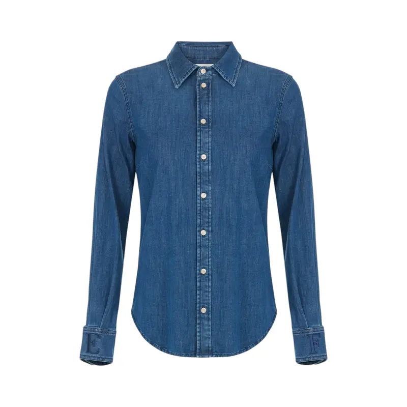 Camicia donna in denim con logo ricamato
