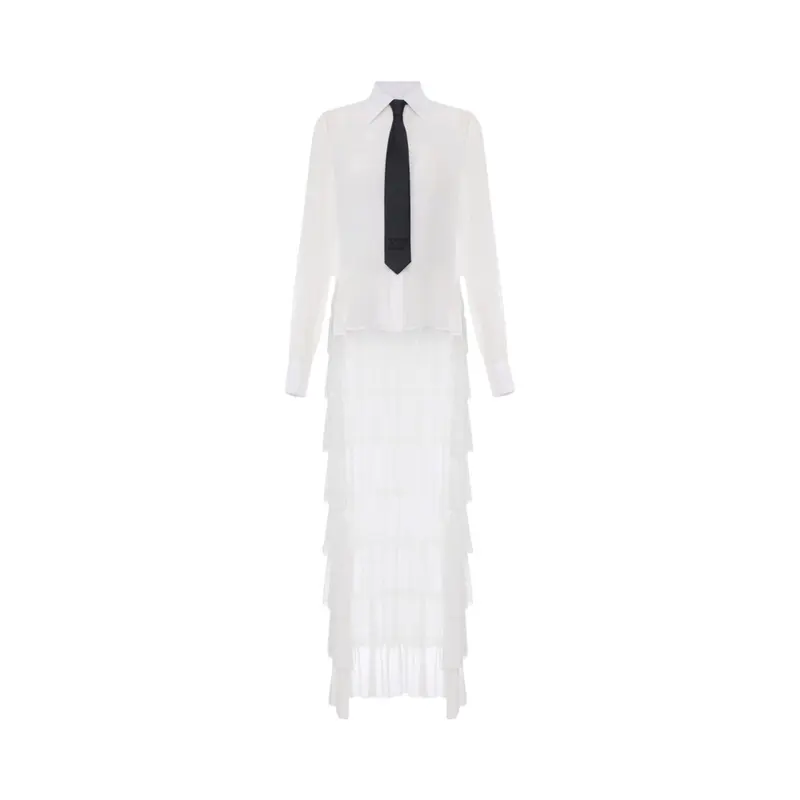 Camicia donna in georgette con balze