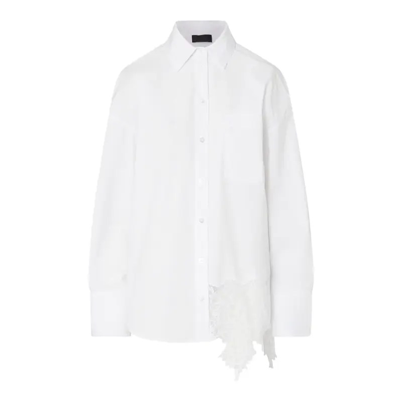 Camicia donna in popeline con pizzo