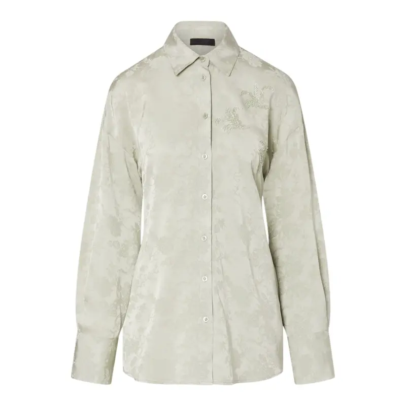 Camicia donna jacquard con ricami gioiello