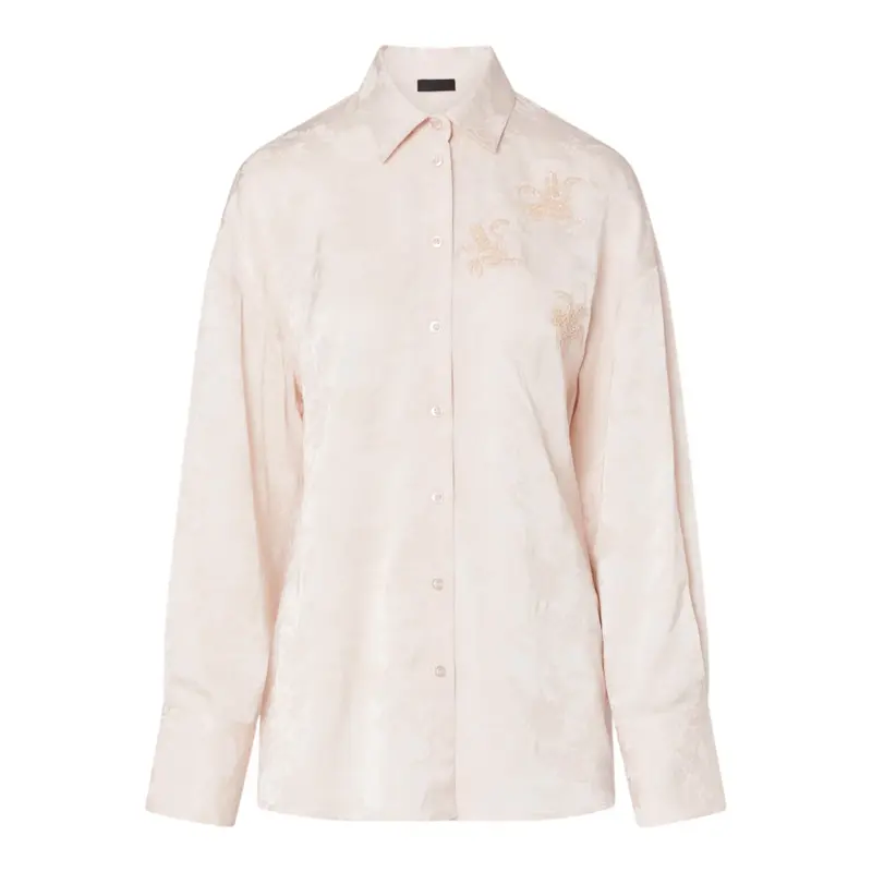 Camicia donna jacquard con ricami gioiello