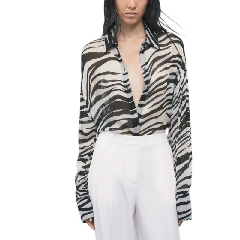 Camicia donna trasparente zebrata