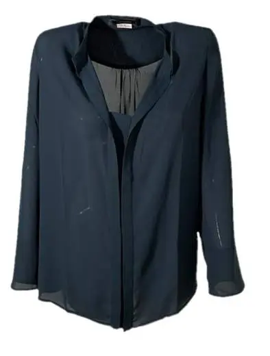 Camicia Nenette 24BBFLAVIA Blu collo coreano con mezza chiusura fissa Nenette 24BBFLAVIA BLU