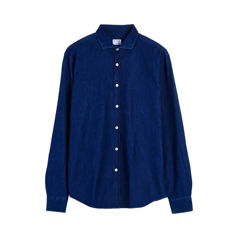 Camicia uomo in denim lavaggio scuro