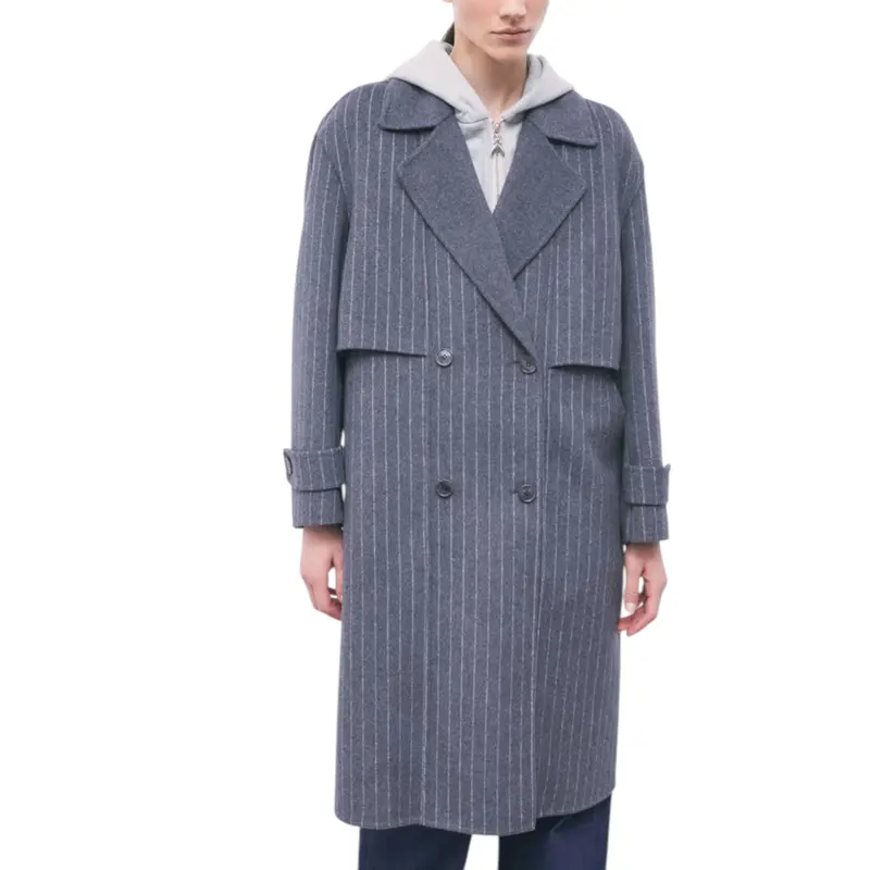Cappotto donna in misto lana gessato