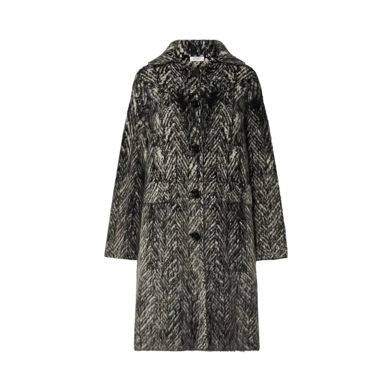 Cappotto donna jacquard in maglia spazzolata