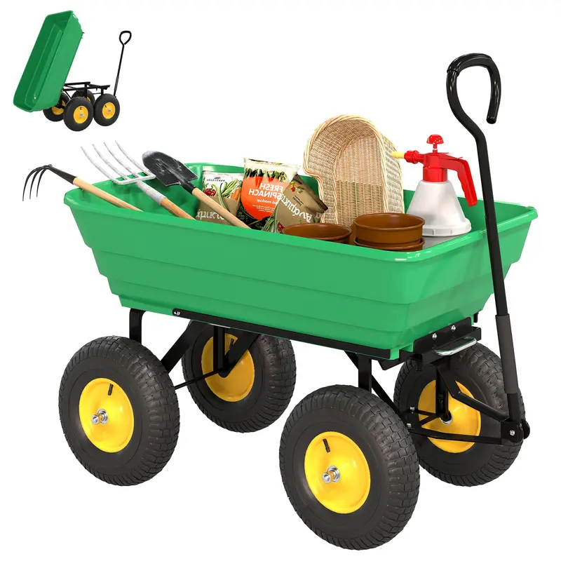 Carrello Giardino Ribaltabile 75 L con 4 Ruote