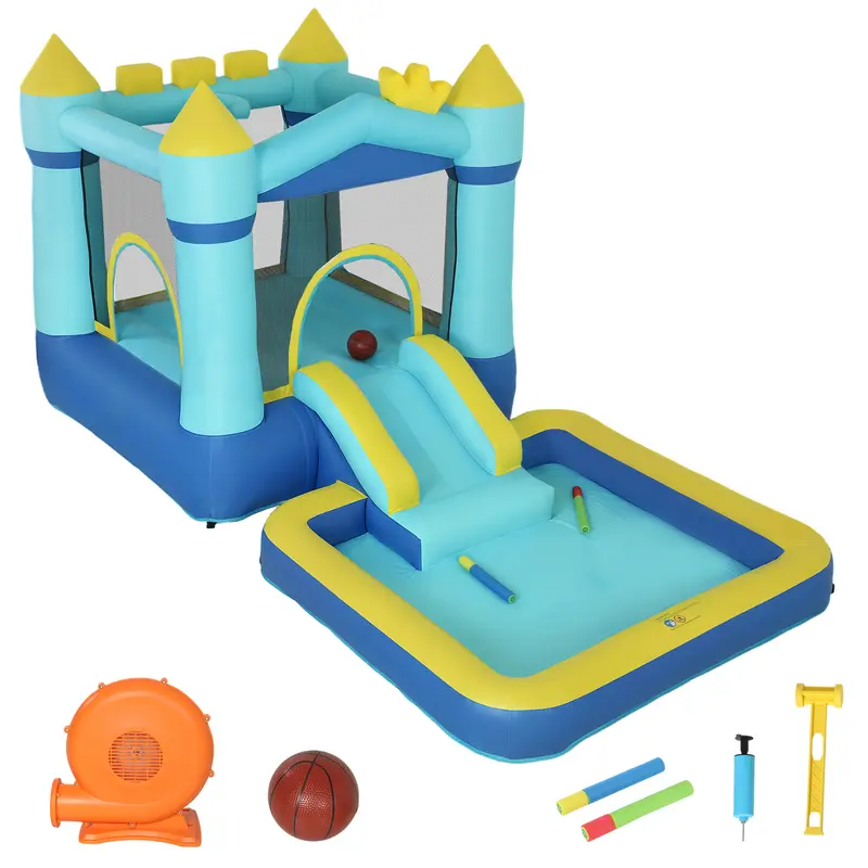 Castello Gonfiabile Bambini con Scivolo e Piscina