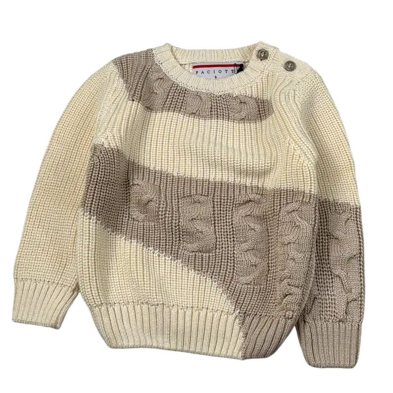 Cesare Paciotti Maglia Girocollo Bicolore Beige per Bambino