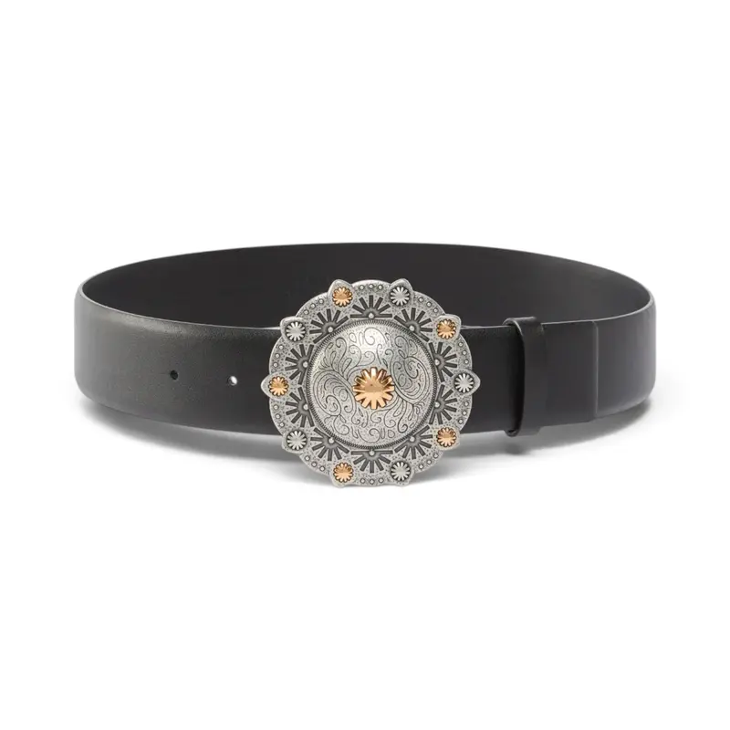 Cintura donna in pelle con medaglione gioiello 4 cm