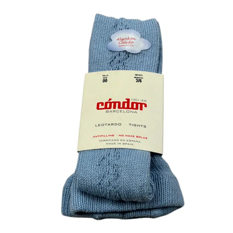 Cnd Calze Tnta Unita con Ricami Azzurro per Bambina