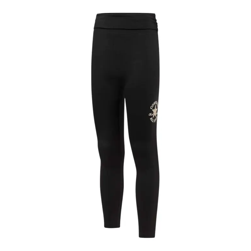 Converse Leggins tinta unita con Logo Nero per Bambina