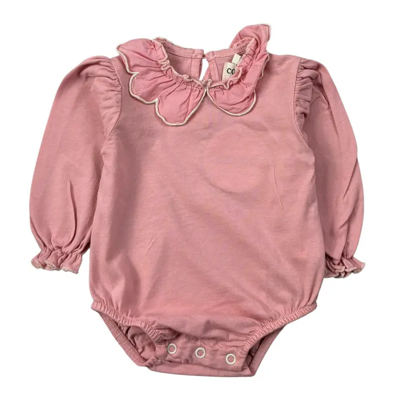 Cozmo Bordy tinta unita con Colletto Rosa per Neonata