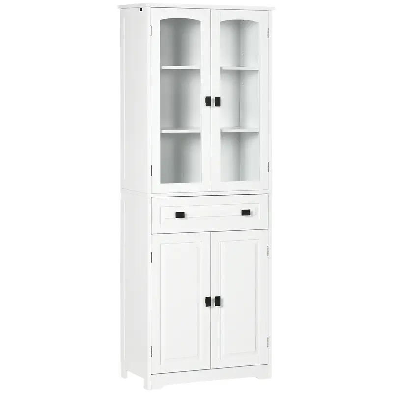 Credenza Alta Cucina con Ante in Vetro e Ripiani