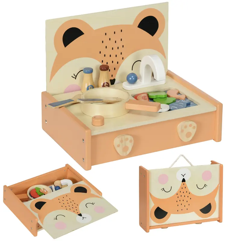 Cucina Giocattolo in Legno Bambini con 12 Accessori