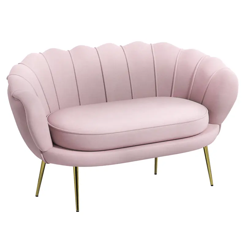 Divano 2 Posti in Velluto Rosa Stile Industrial