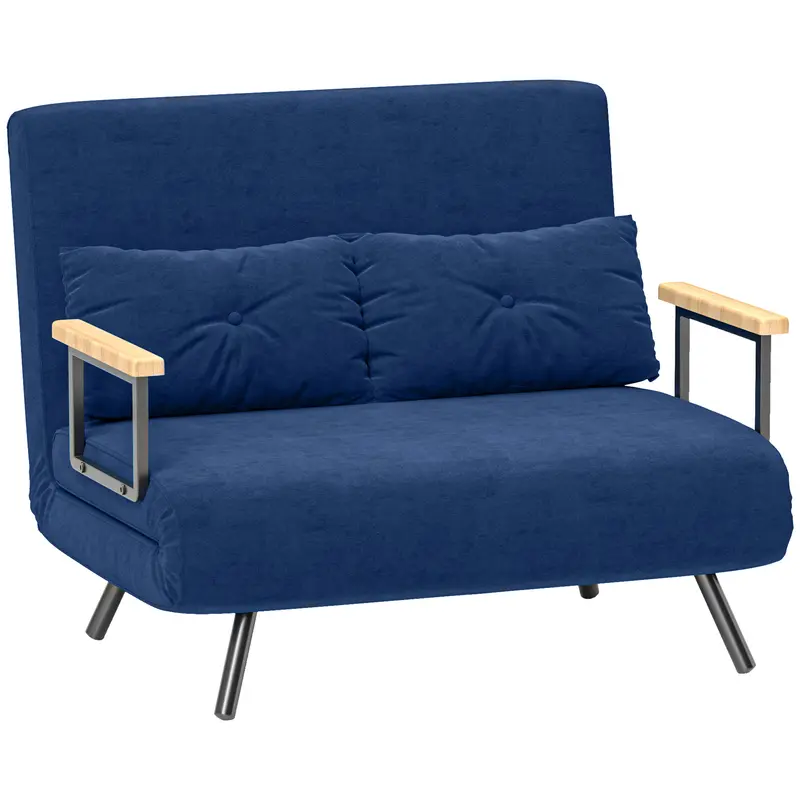 Divano Letto 3 in 1 in Velluto con Schienale Regolabile
