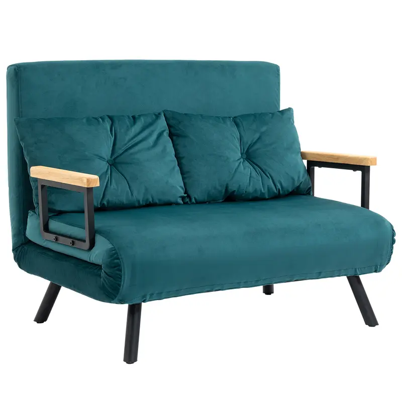 Divano Letto Matrimoniale 3 in 1 in Velluto Verde