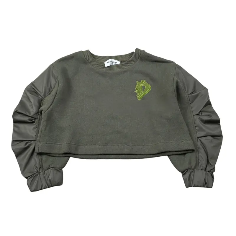 Dondup Felpa Chiusa Girocollo con Logo Verde per Bambina