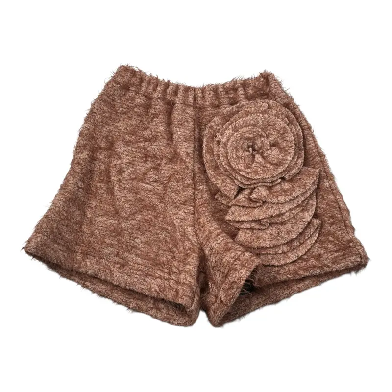 Dou Dou Short tinta unita con Applicazioni Marrone per Bambina