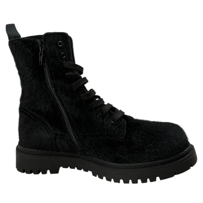 Dou Dou Stivale tinta unita con Lacci Nero per Bambina