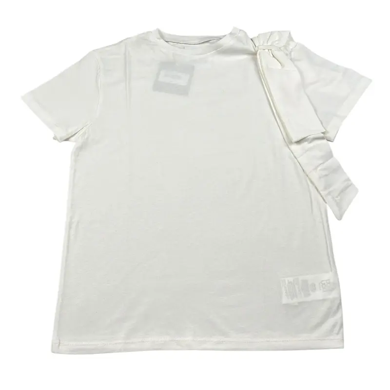 Dou Dou T-Shirt Girocollo tinta unita Bianco per Bambina