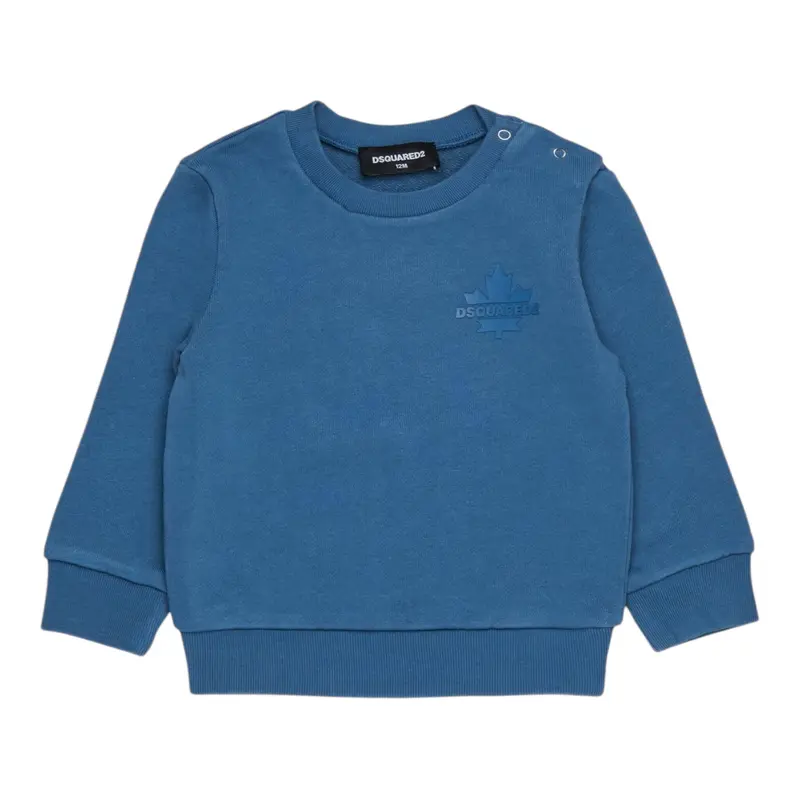 Dsquared2 Felpa Chiusa Girocollo tinta unita con Logo Petrolio per Neonato