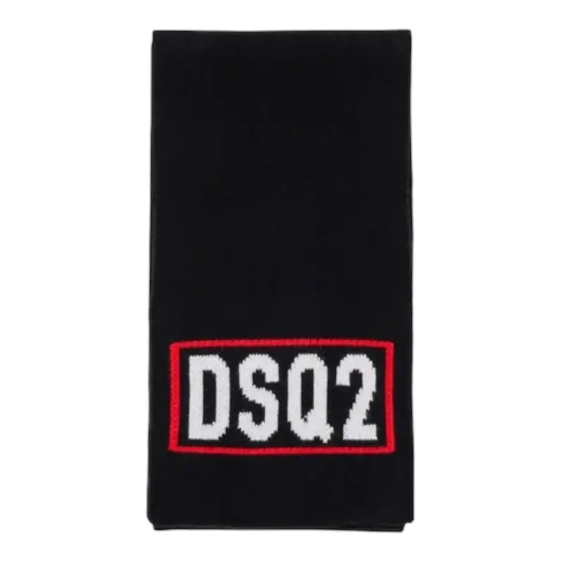 Dsquared2 Sciarpa tinta unita con Logo Nero per Bambino