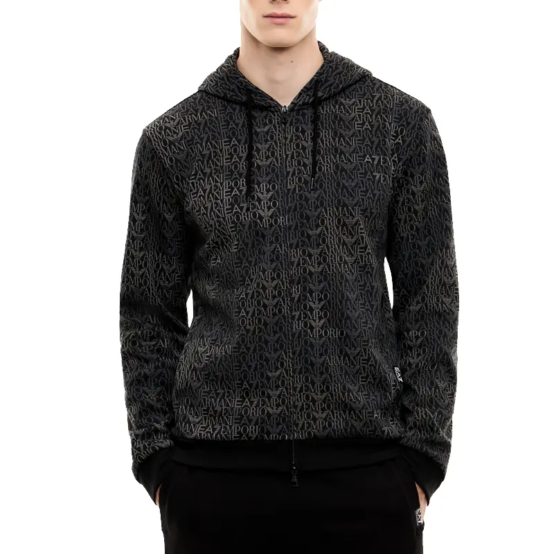 EA7 Logo Series Full Zip Hoodie Uomo