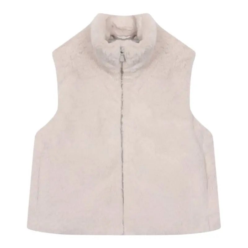 Eleventy Pelliccia tinta unita Modello Smanicato con Zip Beige per Bambina