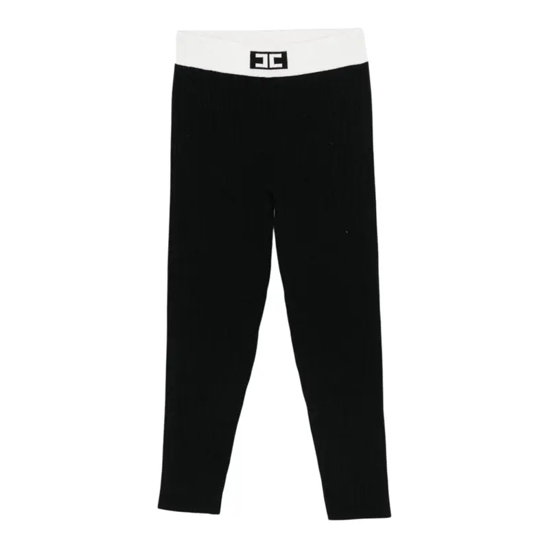 Elisabetta Franchi Leggins tinta unita con Logo Nero per Bambina