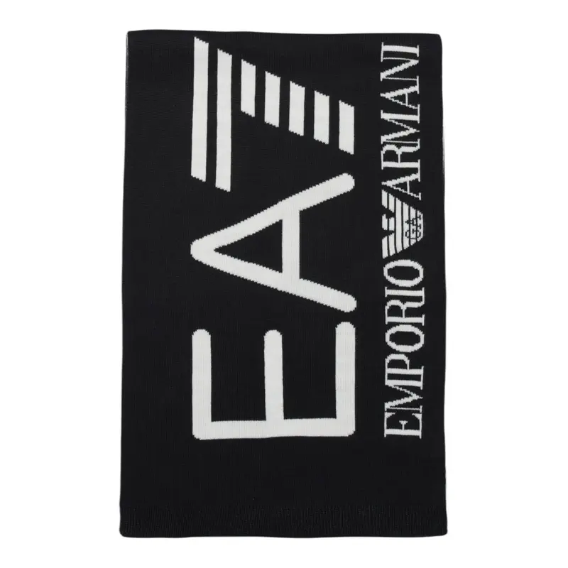 Emporio Armani Sciarpa tinta unita con Logo In Contrasto Blu per Bambino