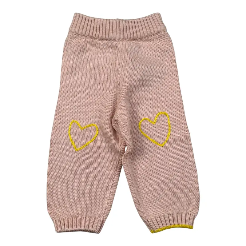 Gensami Pantalone In Maglia tinta unita con Ricami Rosa per Neonata