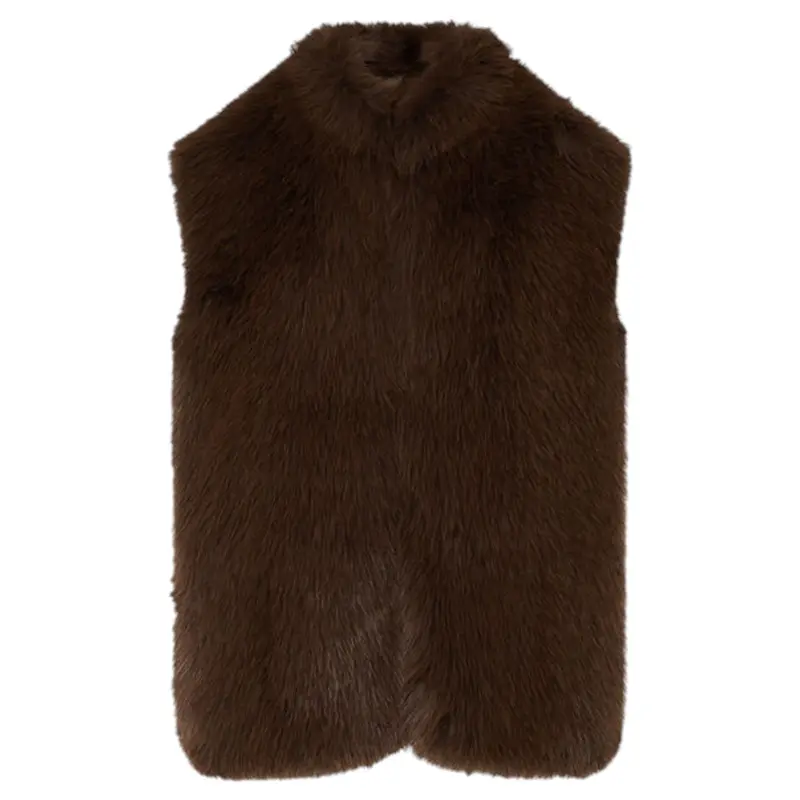 Gilet donna in pelliccia sintetica con cintura
