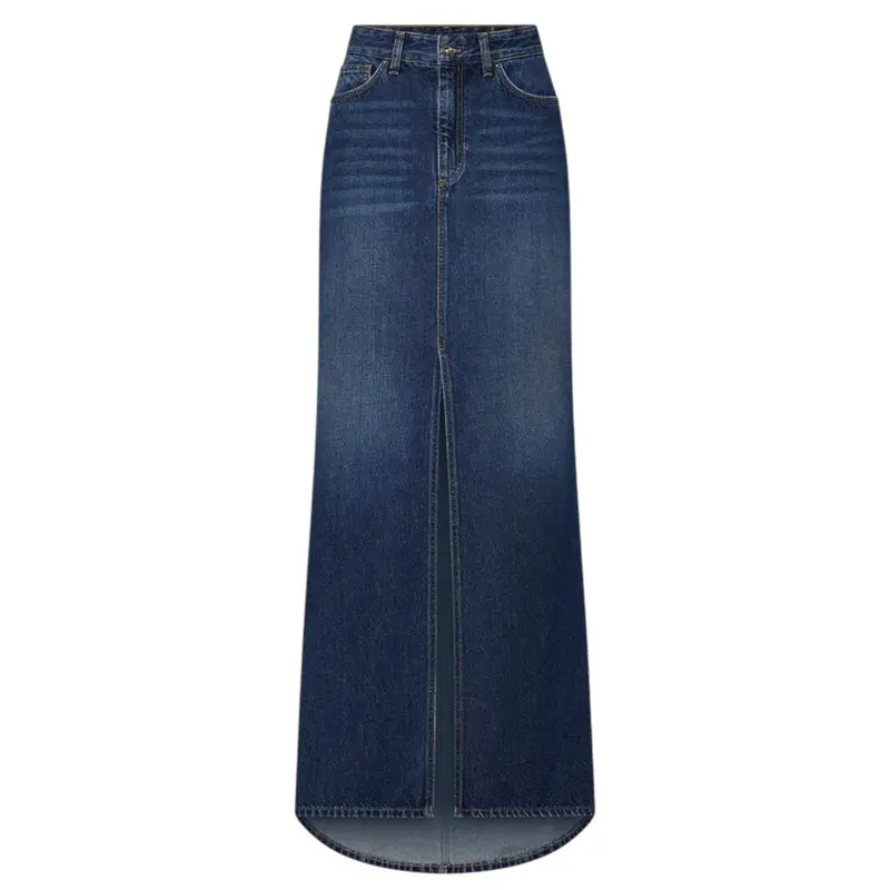Gonna donna lunga in denim con spacco