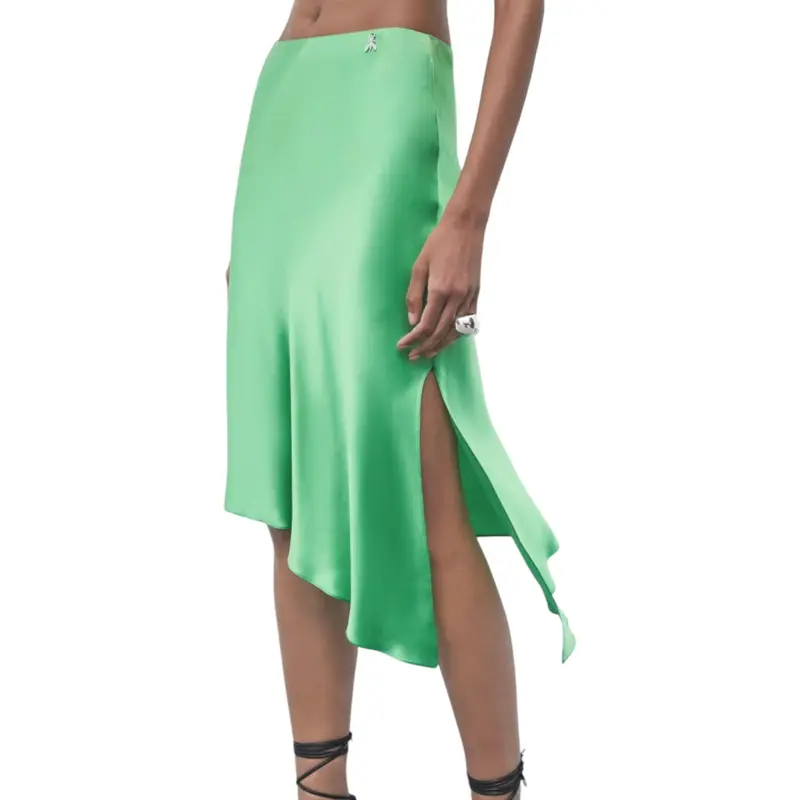 Gonna donna midi asimmetrica in seta