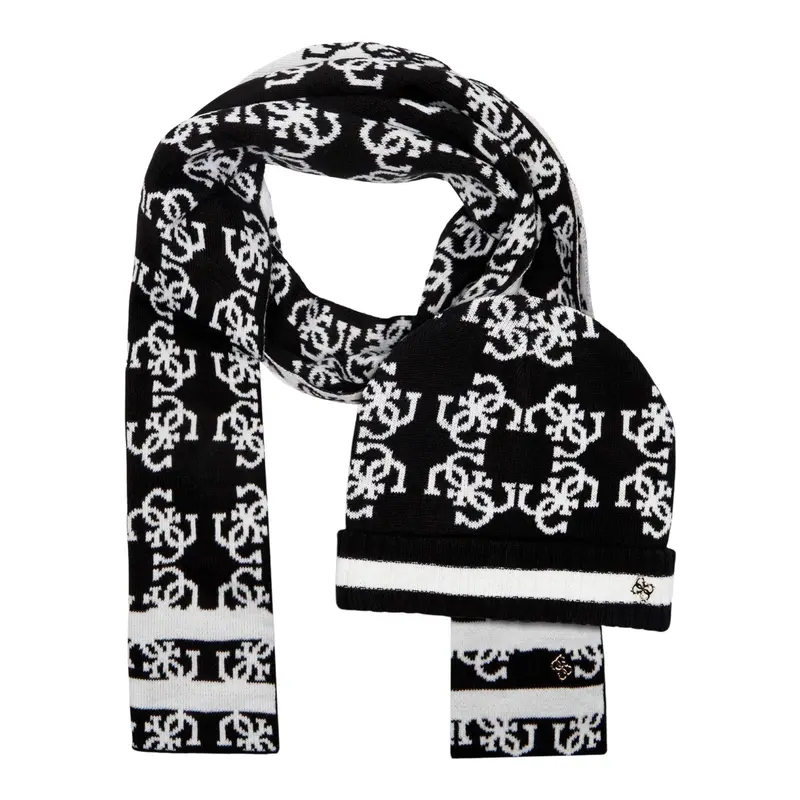 Guess Cappello tinta unita con Sciarpa Nero per Neonata