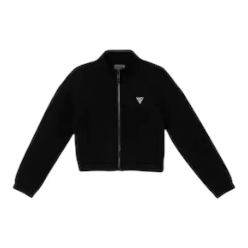 Guess Felpa tinta unita con Zip E Brillantini Nero per Bambina