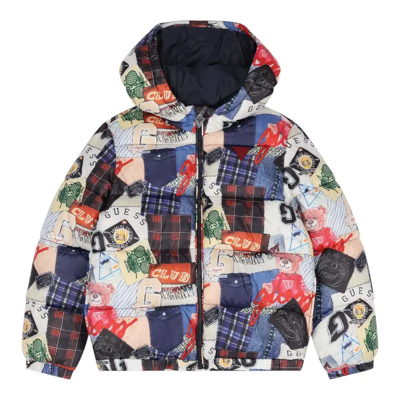 Guess Giubbino Multicolor con Zip E Cappuccio Bianco per Neonato