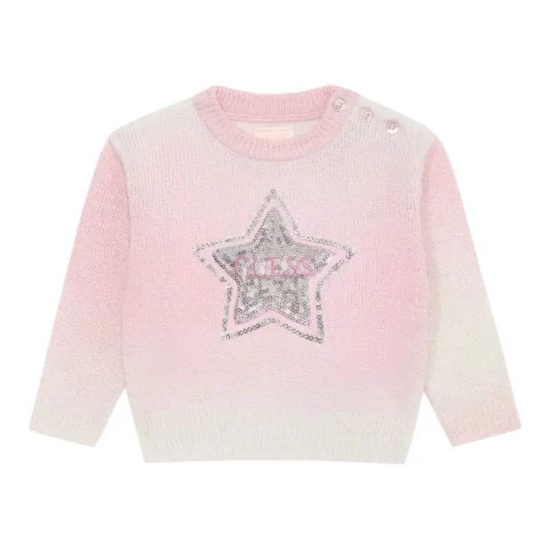 Guess Maglia tinta unita con Brillantini Rosa per Bambina