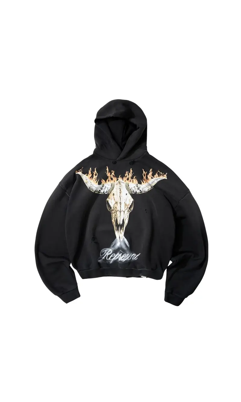 HOODIE BRITISH COWBOYS STAINED BLACK - ABBIGLIAMENTO - REPRESENT