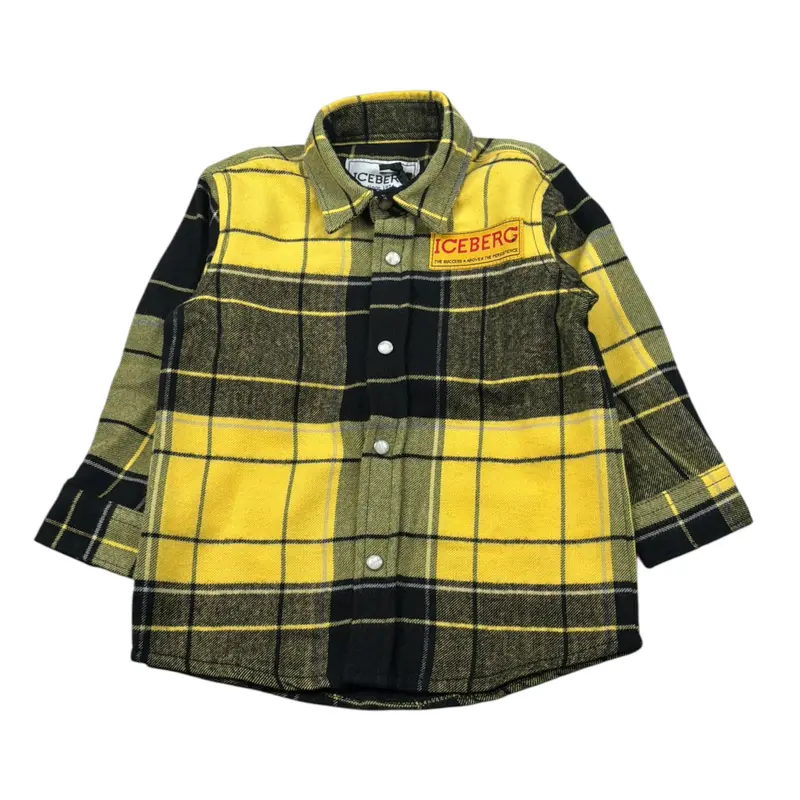 Iceberg Camicia Bicolore con Logo Giallo/Nero per Neonato