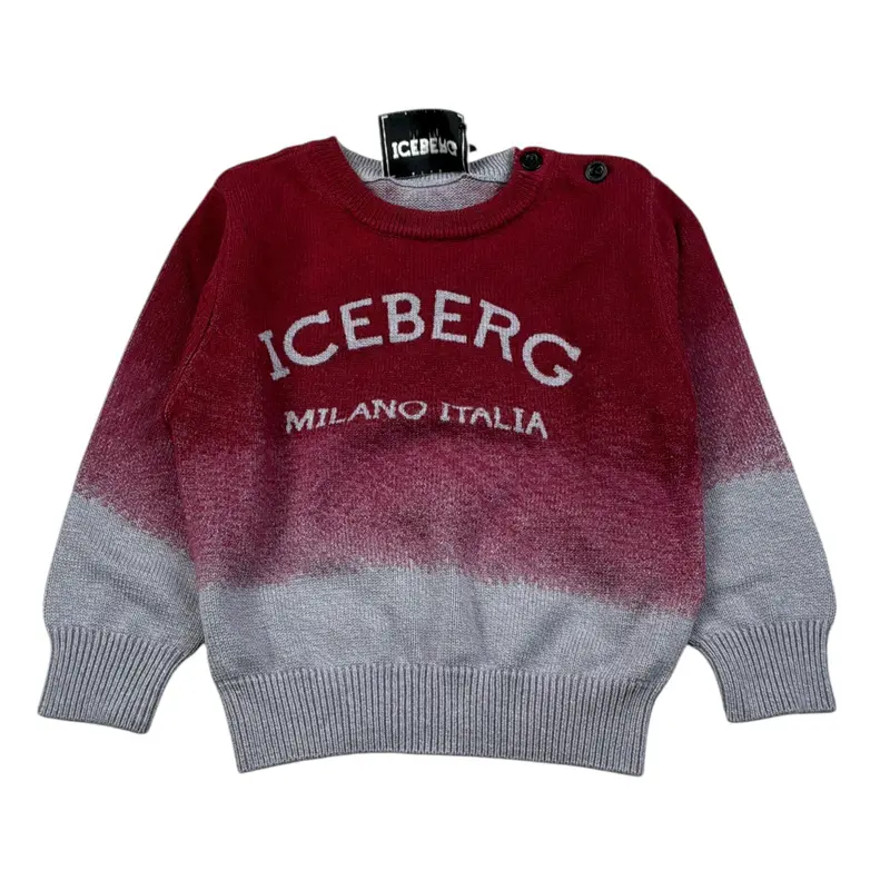 Iceberg Maglia Bicolore con Stampa Bordeaux per Bambino