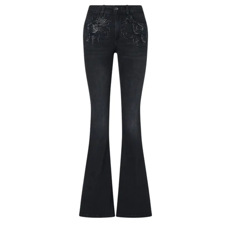 Jeans donna bootcut con strass