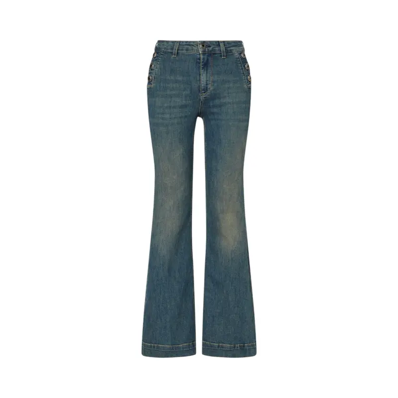 Jeans donna flare con bottoni gioiello