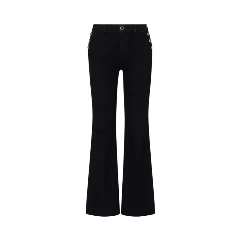 Jeans donna flare con bottoni gioiello