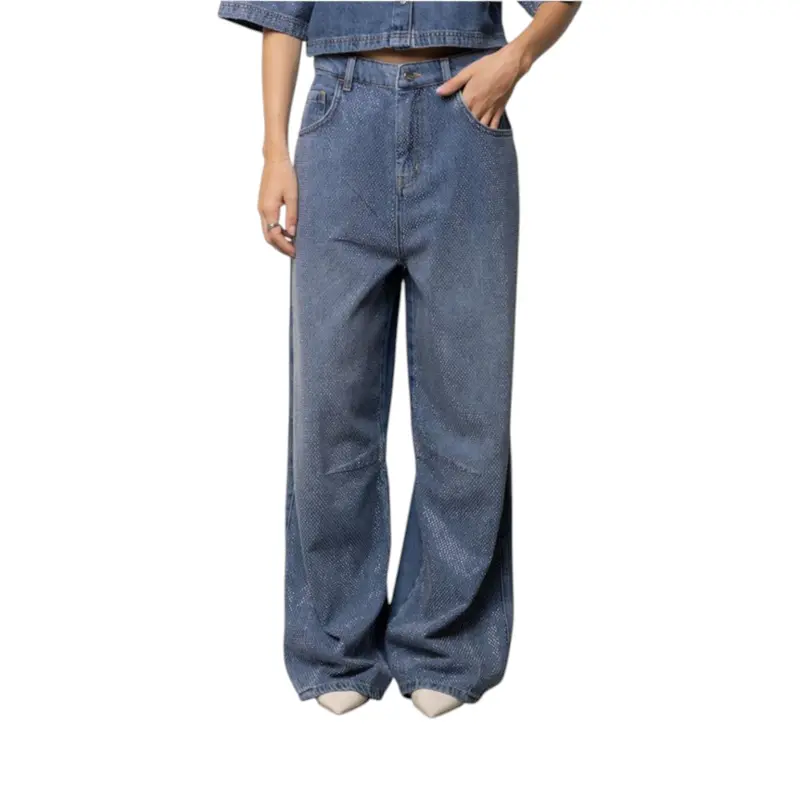 Jeans donna maxi balloon con micro borchie
