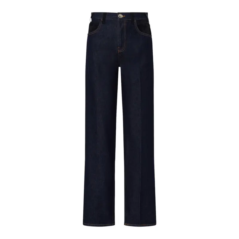 Jeans donna straight con dettagli in tessuto