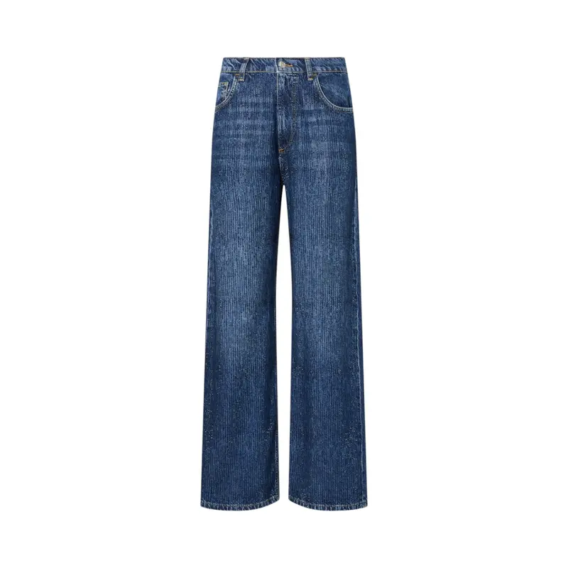 Jeans donna straight con strass