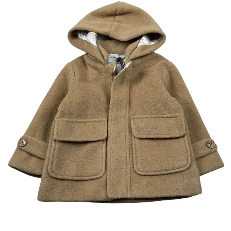 Jeckerson Cappotto tinta unita con Cappuccio Beige per Bambino